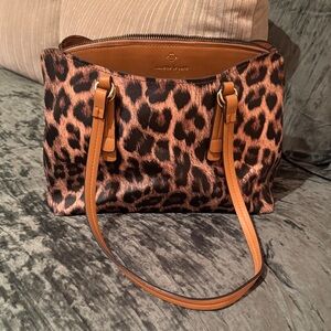 Leopard Print Faux Leather Handbag